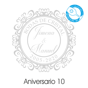 Ejemplo de grabado Bodas de Cristal 15 aniversario